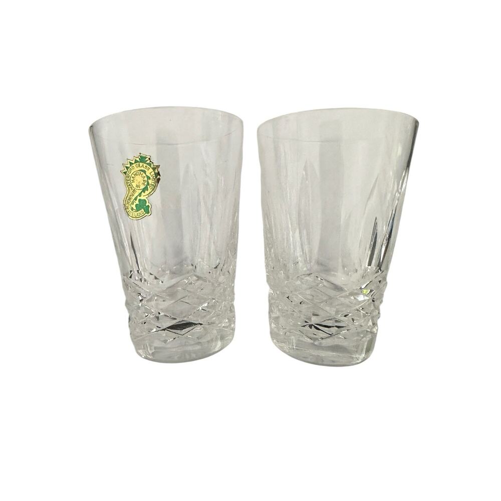 2 Waterford Kenmare Small 3.75” Sherry Glasses Original Vintage Sticker EUC